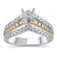 3/4ctw Diamond Chevron Two-Tone Engagement Ring Setting - Design Collection