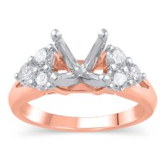 image of 3/4ctw Diamond Cluster Rose Gold Engagement Ring Setting | Design Collection with sku:PR0653GE-PGS