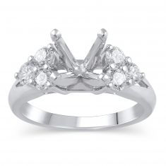 3/4ctw Diamond Cluster White Gold Engagement Ring Setting | Design Collection