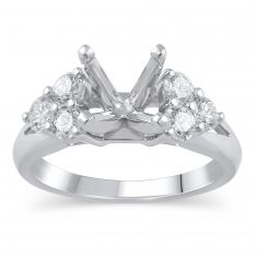 image of 3/4ctw Diamond Cluster White Gold Engagement Ring Setting | Design Collection with sku:PR0653GE-WGS