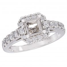 3/4ctw Diamond Cushion Halo White Gold Engagement Ring Setting - Design Collection