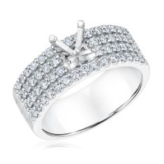 3/4ctw Diamond Four-Row White Gold Engagement Ring Setting - Design Collection