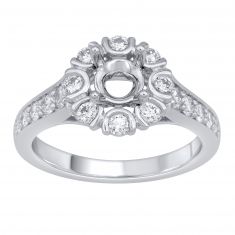 image of 3/4ctw Diamond Halo White Gold Engagement Ring Setting - Design Collection with sku:TR1810KE-WGS