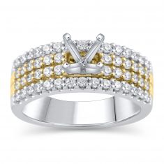 3/4ctw Diamond Multi-Row Two-Tone Engagement Ring Setting - Design Collection