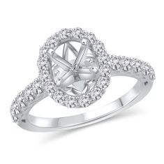 3/4ctw Diamond Oval Halo White Gold Engagement Ring Setting | Design Collection