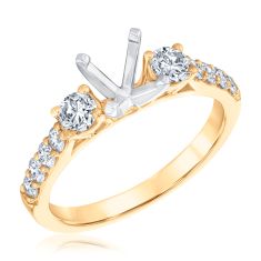 3/4ctw Diamond Three-Stone Yellow Gold Engagement Ring Setting