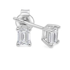 3/4ctw Emerald Lab Grown Diamond White Gold Solitaire Stud Earrings