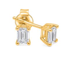 3/4ctw Emerald Lab Grown Diamond Yellow Gold Solitaire Stud Earrings