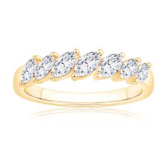 3/4ctw Marquise Diamond Yellow Gold Wedding Band - Embrace Collection