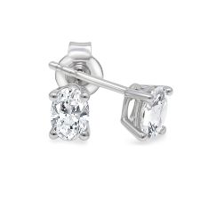 3/4ctw Oval Lab Grown Diamond White Gold Solitaire Stud Earrings