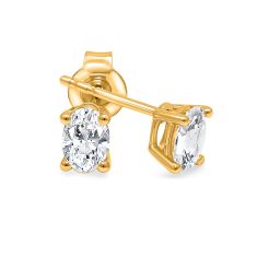3/4ctw Oval Lab Grown Diamond Yellow Gold Solitaire Stud Earrings