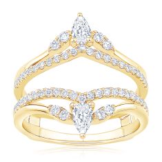 3/4ctw Pear and Round Diamond Yellow Gold Ring Guard - Embrace Collection