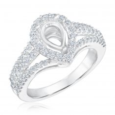 image of 3/4ctw Pear-Shaped Diamond Halo White Gold Engagement Ring Setting with sku:SR1544YE-WGS