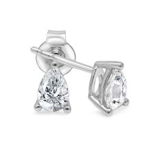 3/4ctw Pear Lab Grown Diamond White Gold Solitaire Stud Earrings