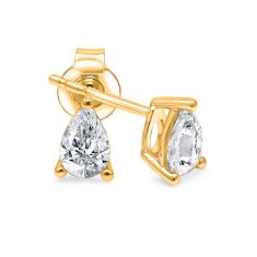 3/4ctw Pear Lab Grown Diamond Yellow Gold Solitaire Stud Earrings