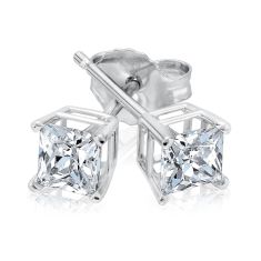 3/4ctw Princess Diamond Solitaire White Gold Stud Earrings - Heritage