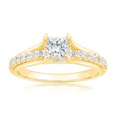 3/4ctw Princess Diamond Yellow Gold Engagement Ring - Glow Collection