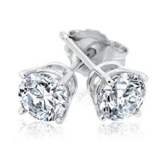 3/4ctw Round Diamond Solitaire White Gold Stud Earrings - Heritage