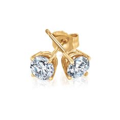 3/4ctw Round Diamond Solitaire Yellow Gold Stud Earrings - Heritage Collection