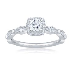 3/4ctw Round Diamond Vintage-Inspired White Gold Engagement Ring - Timeless Collection