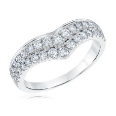 3/4ctw Round Diamond White Gold Double Row Curved Wedding Band | Embrace Collection