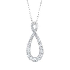 3/4ctw Round Lab Grown Diamond White Gold Infinity Pendant Necklace