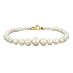 3.5-8.5mm Graduated Freshwater Cultured Pearl Bracelet with 10k Yellow Gold Clasp