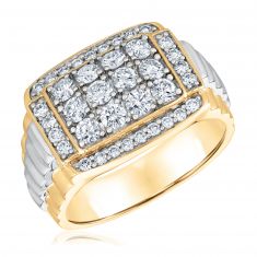 1 1/2ctw Round Lab Grown Diamond Two-Tone Ring | Men's