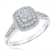 3/8ctw Cushion-Shaped Diamond Composite White Gold Engagement Ring | Harmony Collection