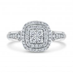 3/8ctw Cushion-Shaped Diamond Composite White Gold Engagement Ring | Harmony Collection