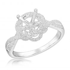 3/8ctw Diamond Floral Halo White Gold Engagement Ring Setting | Design Collection