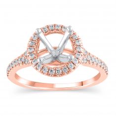 3/8ctw Diamond Halo Rose Gold Engagement Ring Setting | Design Collection