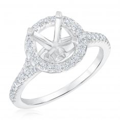 3/8ctw Diamond Halo White Gold Engagement Ring Setting