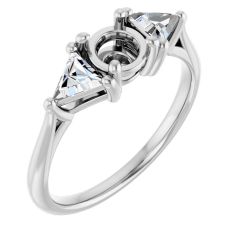 3/8ctw Diamond Three-Stone Trillion Cut White Gold Engagement Ring Setting