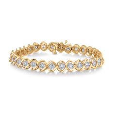 3ctw Diamond Bezel Set Yellow Gold Tennis Bracelet