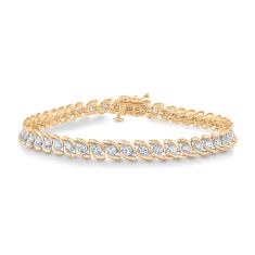 3ctw Diamond Yellow Gold Swirl Tennis Bracelet