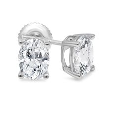 3ctw Oval Lab Grown Diamond White Gold Solitaire Stud Earrings