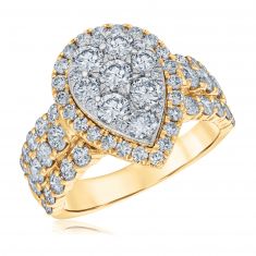 3ctw Pear-Shaped Diamond Composite Yellow Gold Engagement Ring | Glow Collection