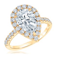 3ctw Pear Lab Grown Diamond Halo Yellow Gold Engagement Ring - Chemistry