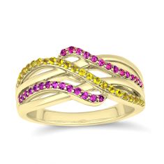 Personalized Gemstone Triple Row Bypass Ring Personalized Gemstone Triple Row Bypass Ring