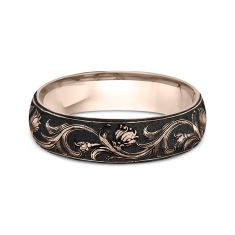 14k Rose Gold 6mm Lafayette Script Pattern Comfort Fit Wedding Band