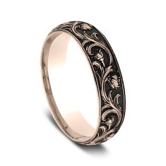 14k Rose Gold 6mm Lafayette Script Pattern Comfort Fit Wedding Band