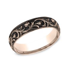 14k Rose Gold 6mm Lafayette Script Pattern Comfort Fit Wedding Band 14k Rose Gold 6mm Lafayette Script Pattern Comfort Fit Wedding Band