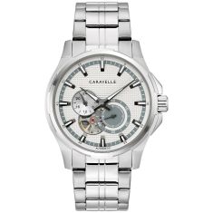 Caravelle by Bulova Dress Automatic Dress Silver-Tone Open Aperature Dial Stainless Steel Watch 42mm - 43A159 Caravelle by Bulova Dress Automatic Dress Silver-Tone Open Aperature Dial Stainless Steel Watch 42mm - 43A159