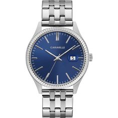 Caravelle by Bulova Dress Quartz Blue Dial Stainless Steel Watch 41mm - 43B151 Caravelle by Bulova Dress Quartz Blue Dial Stainless Steel Watch 41mm - 43B151
