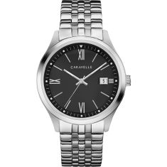 Caravelle by Bulova Dress Quartz Black Dial Stainless Steel Watch 41mm - 43B158 Caravelle by Bulova Dress Quartz Black Dial Stainless Steel Watch 41mm - 43B158
