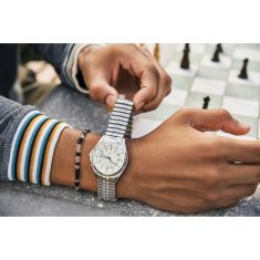 Caravelle by Bulova Traditional Quartz Light Up Parchment Dial Stainless Steel Watch 40mm - 43C124