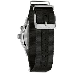 Caravelle by Bulova Vintage Light Up Quartz Black Dial Fabric Strap Watch 39mm - 43C125