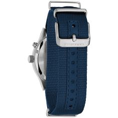 Caravelle by Bulova Vintage Light Up Quartz Blue Dial Fabric Strap Watch 39mm - 43C126