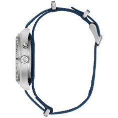 Caravelle by Bulova Vintage Light Up Quartz Blue Dial Fabric Strap Watch 39mm - 43C126